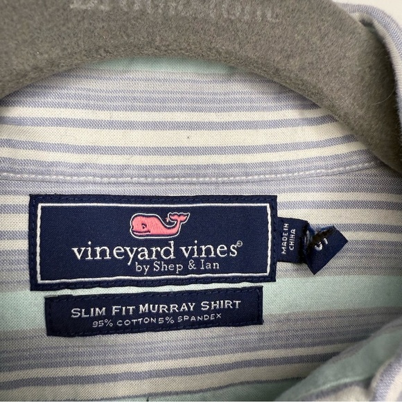 Vineyard Vines Slim Fit Murray Shirt Size Small Blue Green White Stripes GUC - Picture 3 of 5